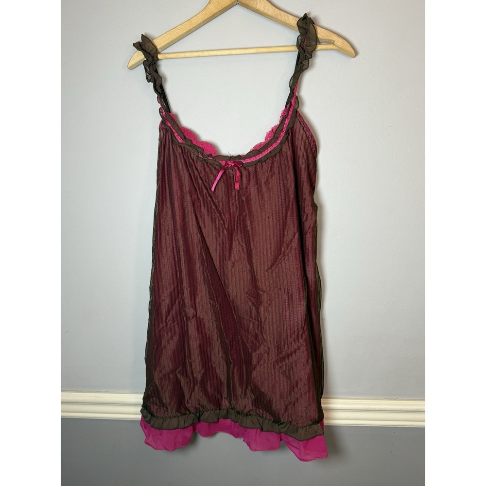22/24 Cacique Ruffled Strap Pink Lining Sleepwear Nightie Camisole